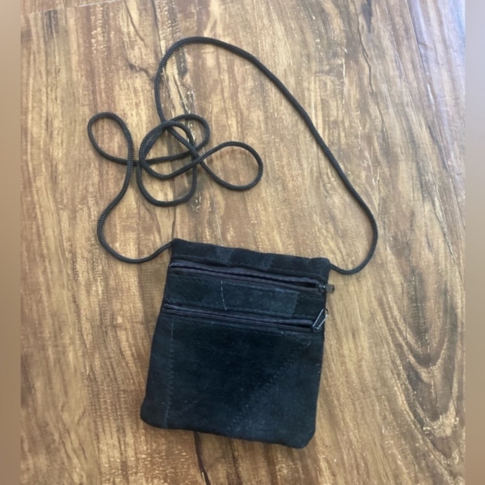 Black Suede Crossbody Pouch